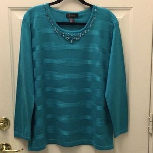 JEWELED SWEATER BY JENNY 1X Acrylic